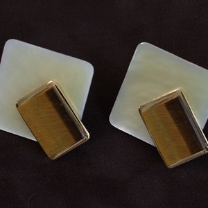 Attractive LARGE earrings, Tiger eye and lucite clip-ons, modernist, 1980s, excellent condition
