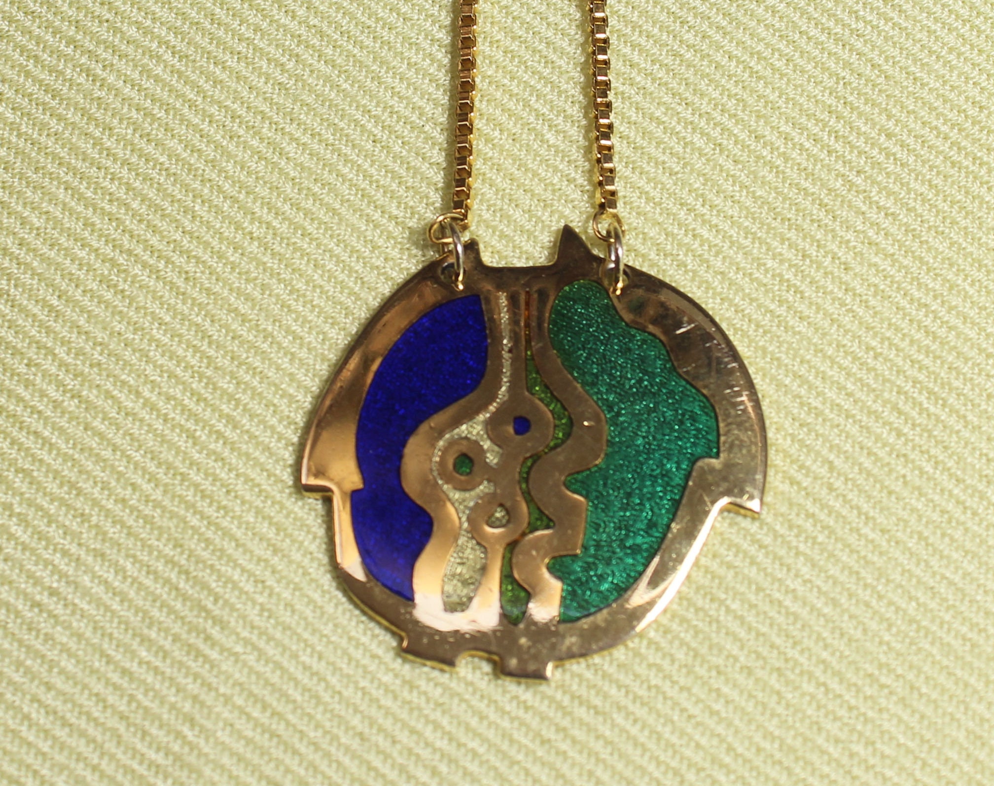De Passille and Sylvestre Pendant Necklace, Enamel, Vintage