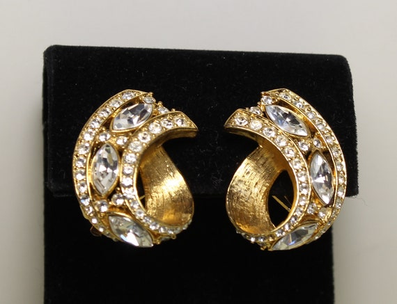 GIVENCHY clip-on earrings, stamped, 1970s, clear … - image 7