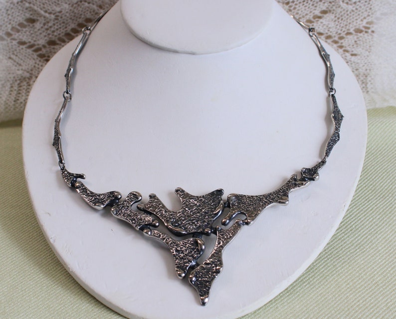 Collar modernista-brutalista DARVEAU, diseñador de Quebec, años 70, diseño abstracto, condición A-1 imagen 5