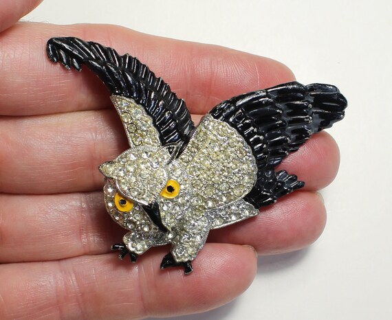 LARGE 1930s flying owl pin, book piece, art deco,… - image 2