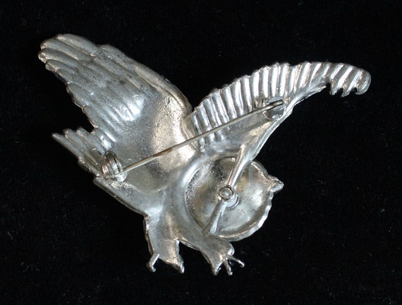 LARGE 1930s flying owl pin, book piece, art deco,… - image 5