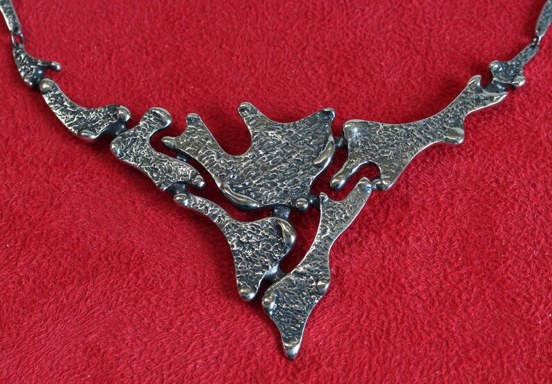Collar modernista-brutalista DARVEAU, diseñador de Quebec, años 70, diseño abstracto, condición A-1 imagen 9