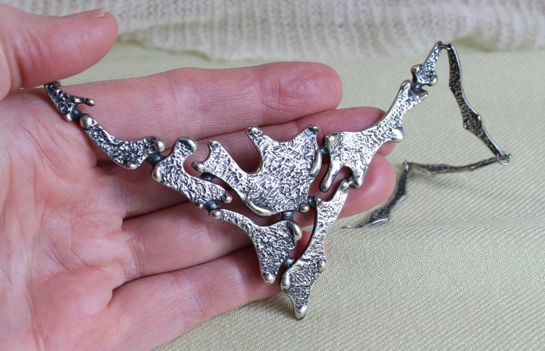 Collar modernista-brutalista DARVEAU, diseñador de Quebec, años 70, diseño abstracto, condición A-1 imagen 2