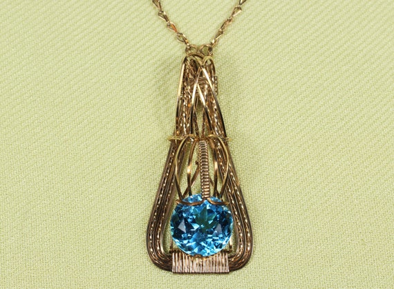 Large BLUE TOPAZ necklace, 21 carats, natural sto… - image 1