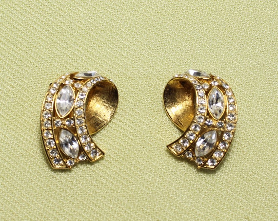 GIVENCHY clip-on earrings, stamped, 1970s, clear … - image 2