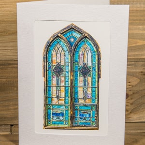 Beautiful Blue Stained Glass Window photo 5x7 greeting card - 3104