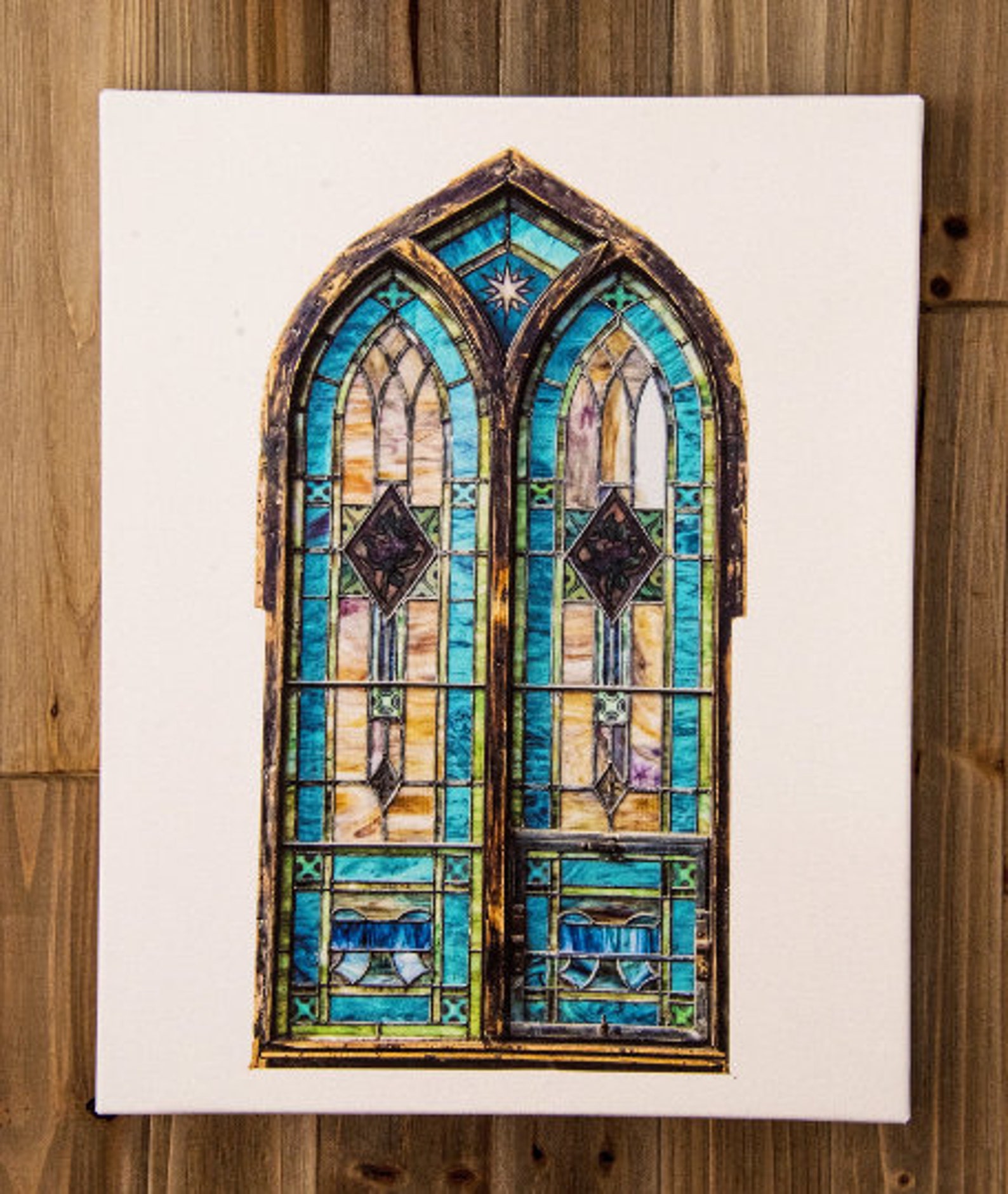Beautiful Blue Stained Glass Window Photo on 16x20 Canvas Etsy UK