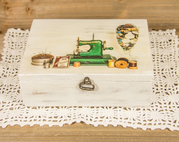 Vintage Child's Sewing Machine Photo Transferred Onto Decorative