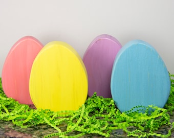 Set of 4 handmade Chunky Wood Easter Eggs - 5717