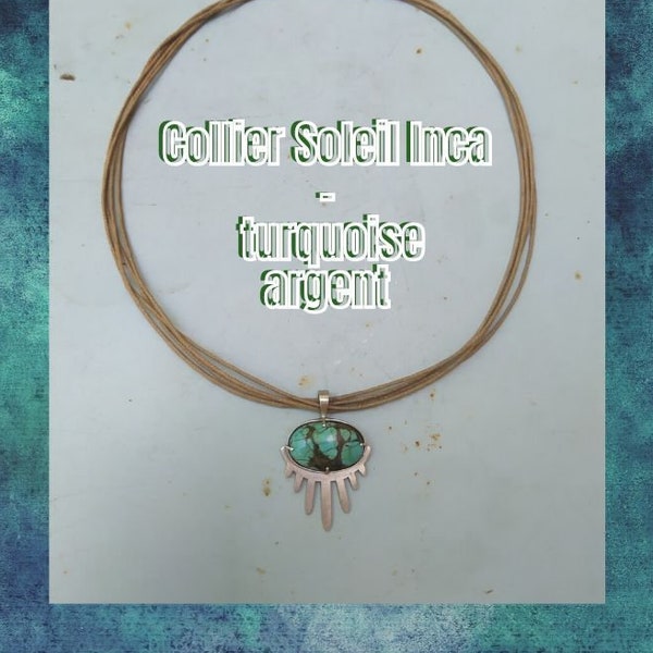 Collier Soleil Inca en turquoise et argent