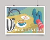 Cafe Stop Cycling Print
