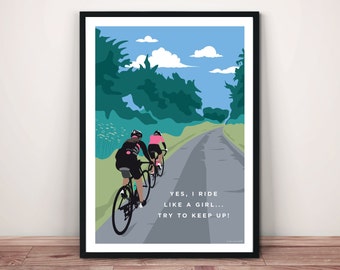 Women's Cycling Art Print: Motivational Quote Poster