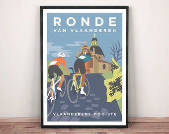 Ronde van Vlaanderen Cycling Print: Belgium Cycle Race Giclée Artwork