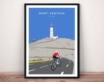 Mont Ventoux Cycling Art Print: Provence Bike Climb Poster