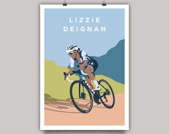 Lizzie Deignan Cycling Print • Women's Cycling Art Gift • Lizzie Deignan Trek Cyclist Illustration Poster Artwork • British Road Cyclist