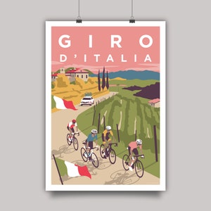 Giro d'Italia Cycling Print • Cycling Grand Tour Giro Artwork • Italy Giro d'Italia Cyclist Wall Art Poster Print