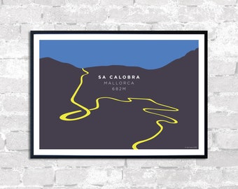 Sa Calobra Mallorca Cycling Art Print: Graphic Hairpin Road