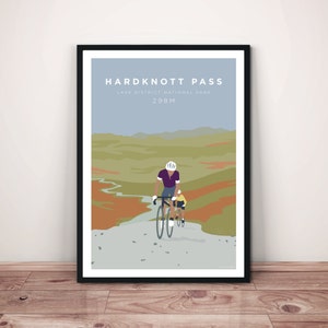 Hardknott Pass Cycling Art Print: Lake District Giclée Artwork