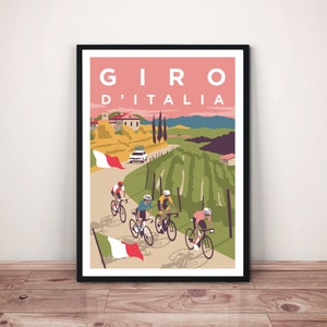 Stampa ciclistica del Giro d'Italia • Opera d'arte ciclistica del Giro d'Italia • Stampa artistica da parete con ciclista del Giro d'Italia in Italia