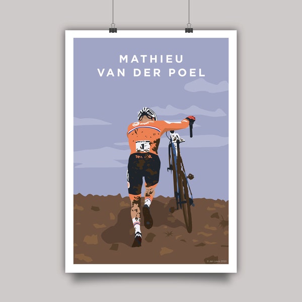 Mathieu Van Der Poel Cycling Cyclocross Print • MVDP Cyclist Artwork • Wall Art featuring Mathieu Van Der Poel • Dutch Rider Cyclocross Art