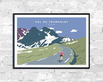 Col Du Tourmalet Cycling Art Print: French Pyrenees Giclée Poster
