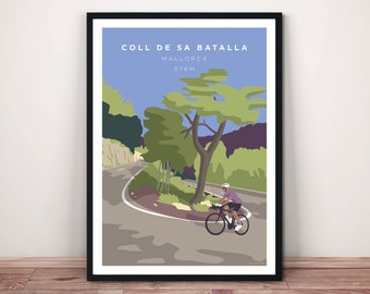 Coll de sa Batalla Mallorca Cycling Art Print: Giclée Poster