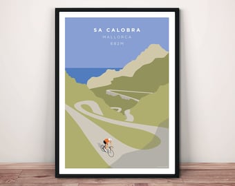 Sa Calobra Mallorca Cycling Art Print: Majorca Cycle Climb Poster