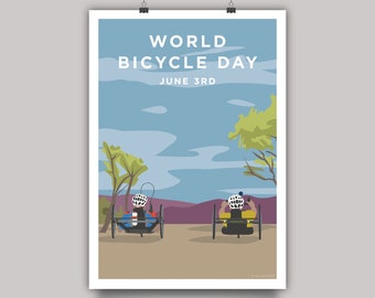 World Bicycle Day - Para Cycling Print • Handbiker Poster Artwork • Handbike Wall Art • Para Handcycle Print