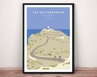 Cap De Formentor Cycling Art Print: Mallorca Lighthouse Poster