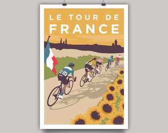 Tour de France Cycling Print - Sunflowers
