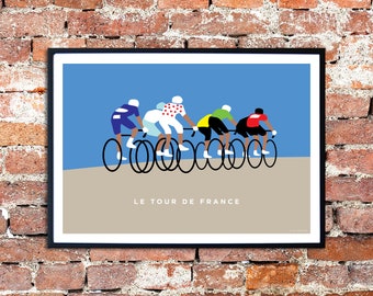 Impression d'art du Tour de France à vélo : oeuvre d'art abstraite cycliste du peloton