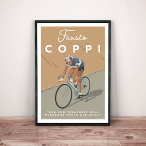 Fausto Coppi Cycling Art Print: Vintage Style Cyclist Artwork