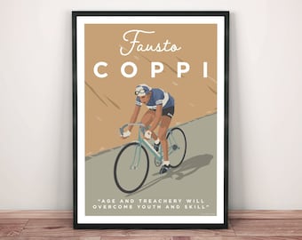 Fausto Coppi Cycling Art Print: Vintage Style Cyclist Artwork