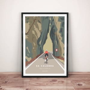 Sa Calobra Cycling Print: Mallorca Bike Art, Vintage Style Poster