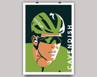 Mark Cavendish Cycling Print • Cav Pro Cyclist Illustration Art • Mark Cavendish Poster Artwork