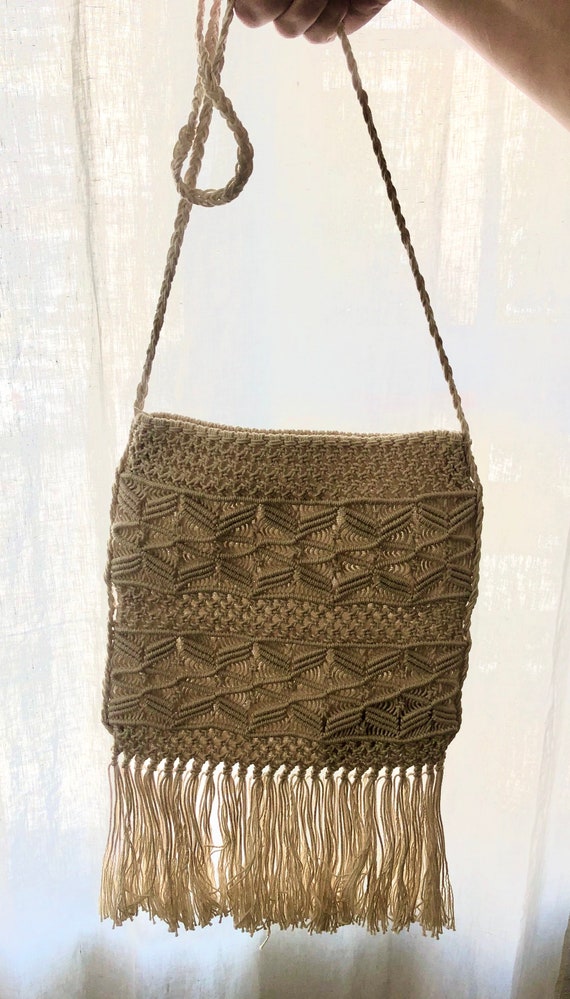NWOT Vintage 70s Macrame Shoulder Bag