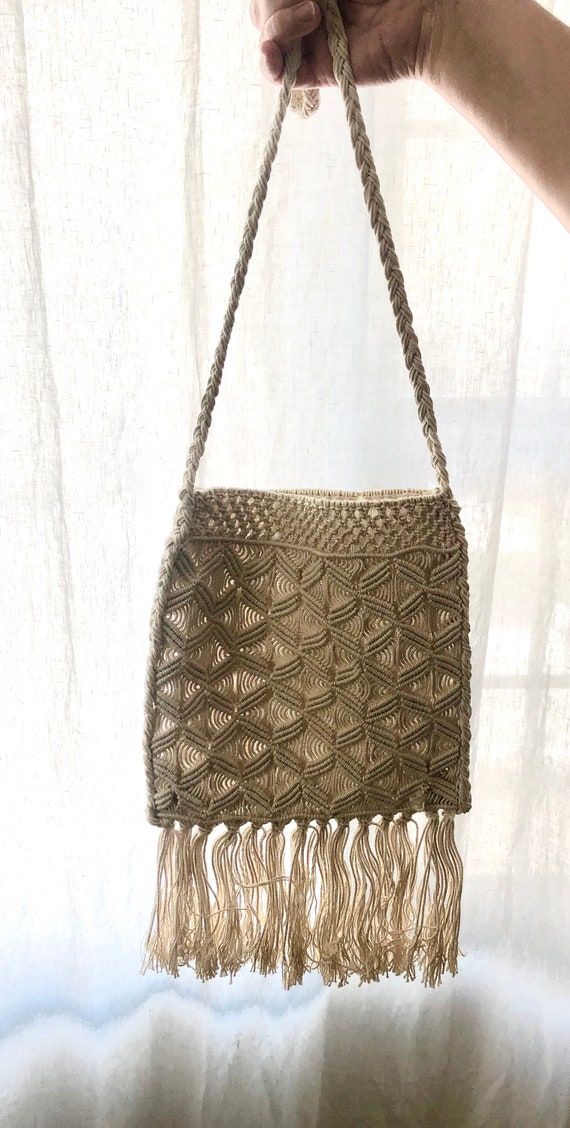 NWOT Vintage 70s Macrame Shoulder Bag
