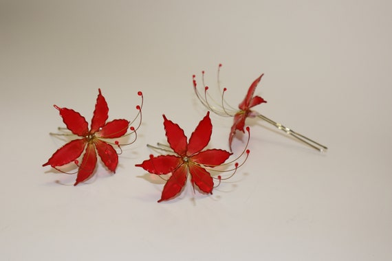 Red Spider Lily Hairpin Magic Lily Hair Pin Lycoris Radiata Etsy