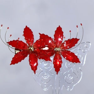 Red spider lily hair clip magic lily flower crocodile hair pip lycoris radiata headpiece Kanzashi lily flower epoxy white alligator jewelry