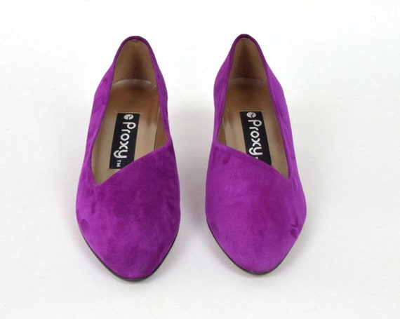 magenta suede pumps