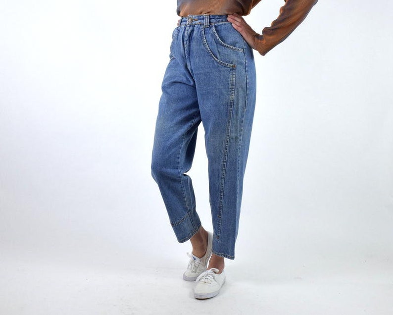 Blue HIGH Waisted Tapered 90s Mom JEANS Classic Denim Trouser - Etsy