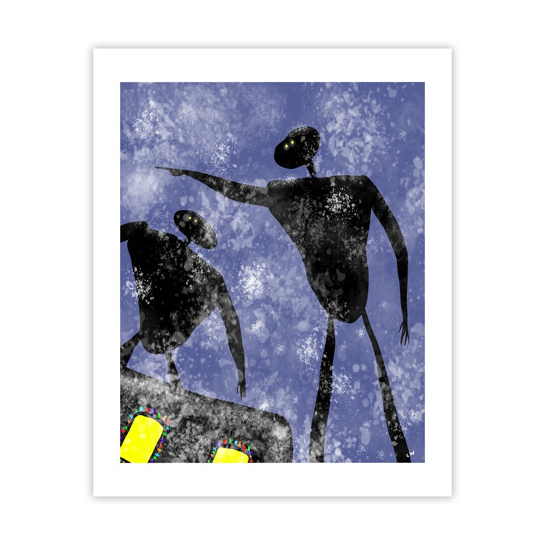 Snowy Giant Robot Patrol Art Print Poster Etsy