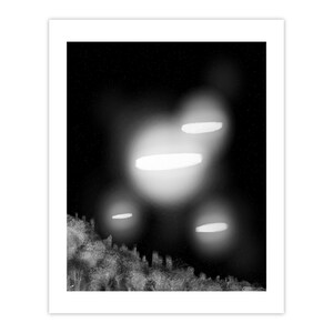 October Lights Science Fiction UFO Art Print Poster
