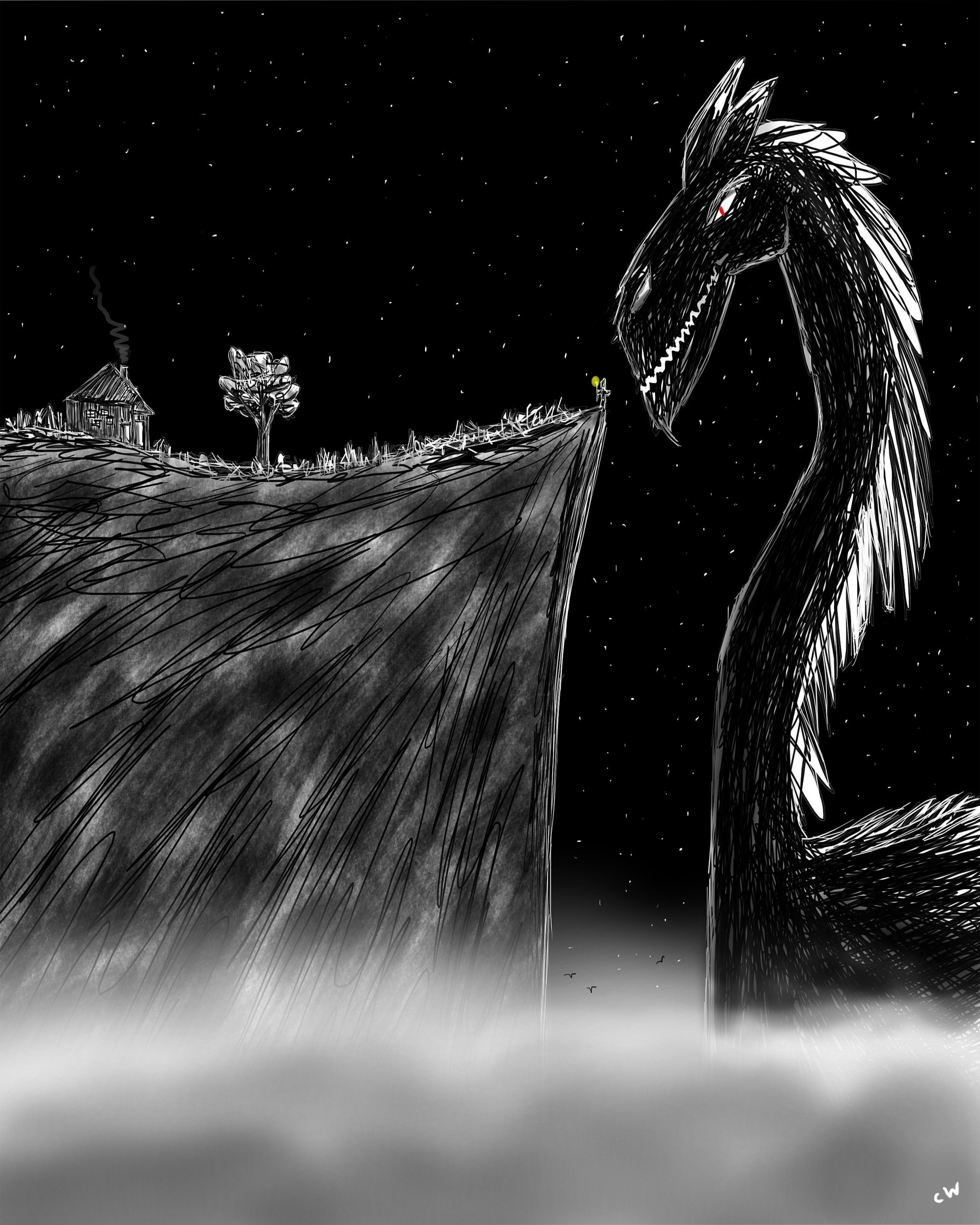 Midnight Dragon Fantasy Art Print Poster Etsy UK