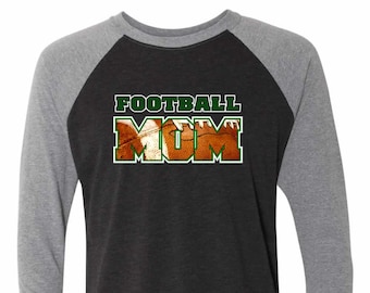 Football Mom Raglan, Football Mom Tshirt, Personalized Name Number Football Mom Raglan T-shirt, Football Mom T-shirt