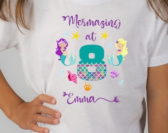 Mermaid Birthday T-shirt, Mermazing Personalized Birthday Shirt, Underwater Shirt, Sea T-Shirt