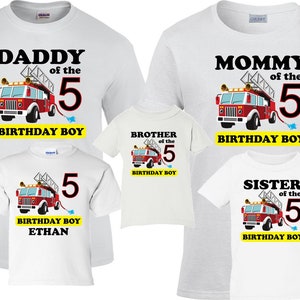 Personalized Firefighter Fire Truck Birthday Shirts, Fireman Family Birthday Shirts, Personalized Fire Truck Any Age Birthday T-Shirt