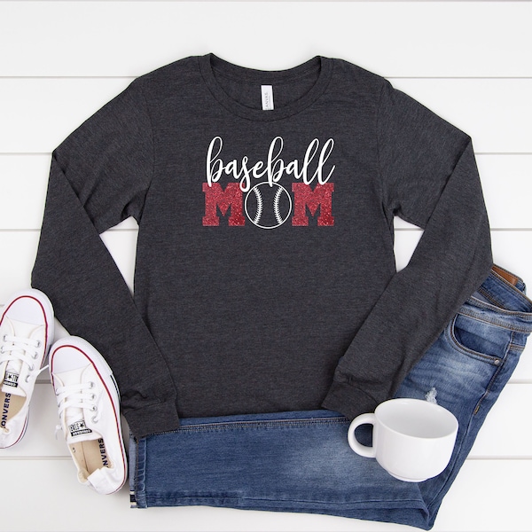 Baseball Mom T-Shirt - 'Dirt & Diamonds' Cute Bow Graphic Top For Women, Little League Fans