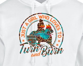 Just A Girl Who Loves to Turn N Burn Barrel Racing Hoodie, Serape Leopard Barrel Racing Horse Hoodie, Barrel Racing Hoodie, Horse Hoodie